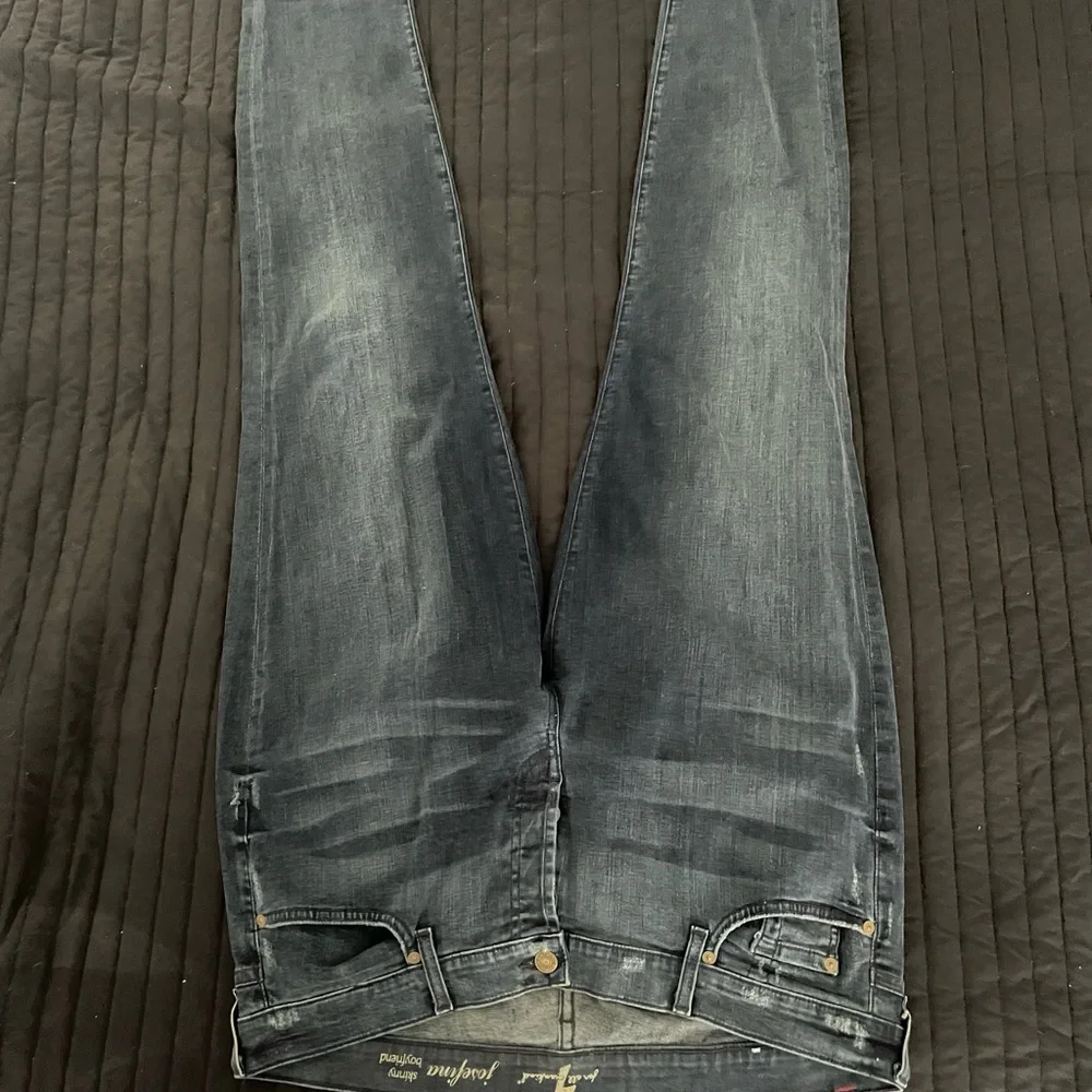 7 For All Mankind Josefina Skinny Boyfriend Jeans - Dark Blue - Picture 5 of 7